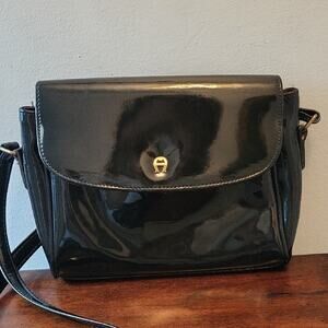 Etienne Aigner Black Crossbody Bag with Gold Accent